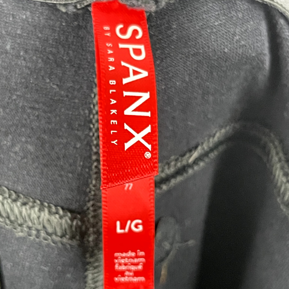 Spanx Leather-Like Ankle Skinny Pant Womens Large Brown Stretch Pull On Cropped - Picture 10 of 14